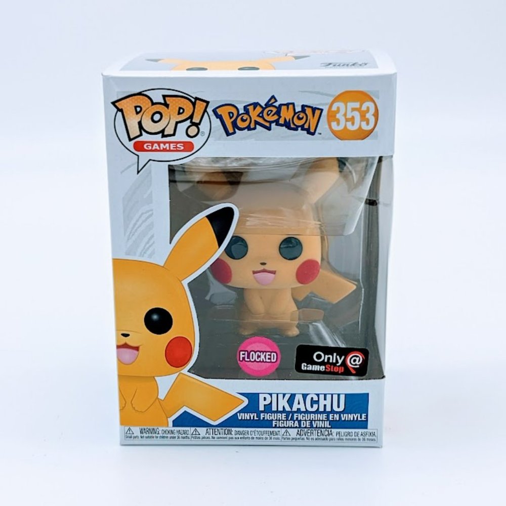 Funko Pop Games Pikachu #353 GameStop Exclusive Flocked New In Box Small Scratch